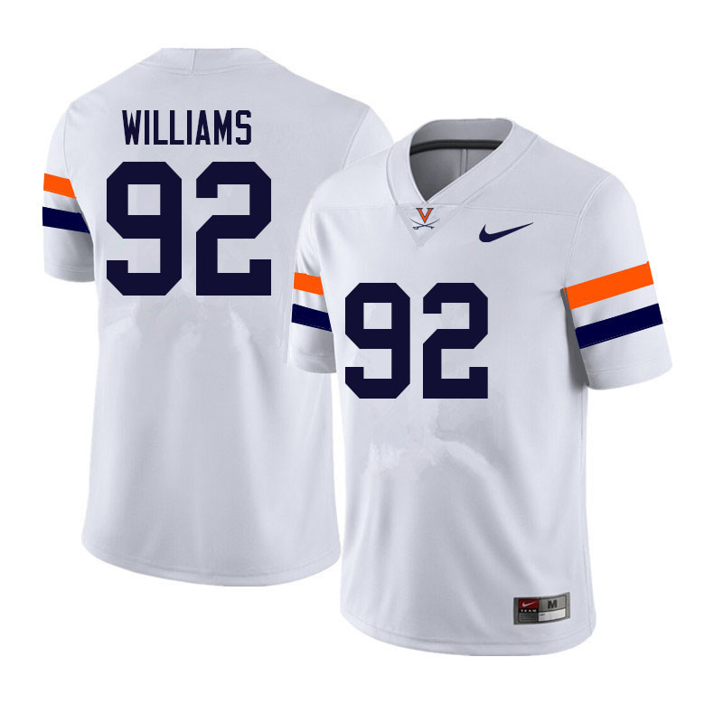 Men #92 Andrew Williams Virginia Cavaliers College Football Jerseys Sale-White - Click Image to Close